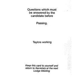 Taylor's Passing Question Card