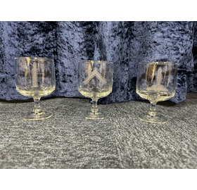 Masonic Lodge Master & Wardens Engraved Drinking Glasses (Set of 3)