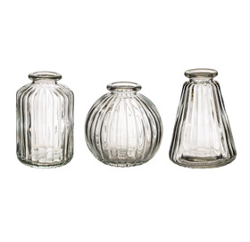 Plain Glass Bud Vases - Set of 3