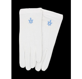 Light Blue Square and Compasses Gloves - Ladies Small 