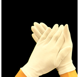 White Cotton Print Gloves